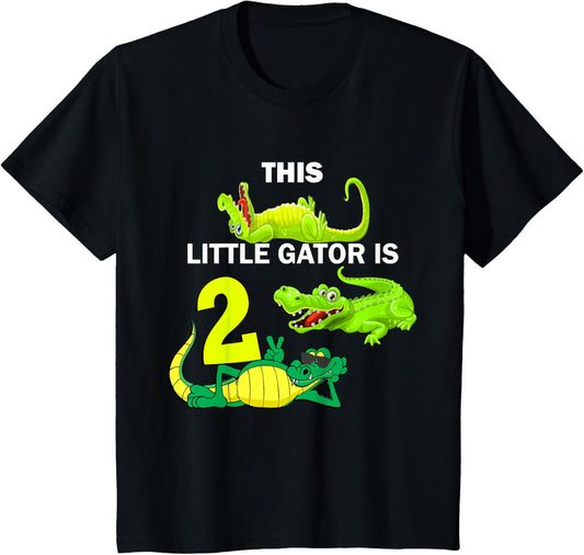 Birthday 2 Years Old Little Gator Is 2 Alligators Birthday T-Shirt