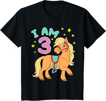Horse Birthday Shirt 3 Years Toddler Girls T-Shirt