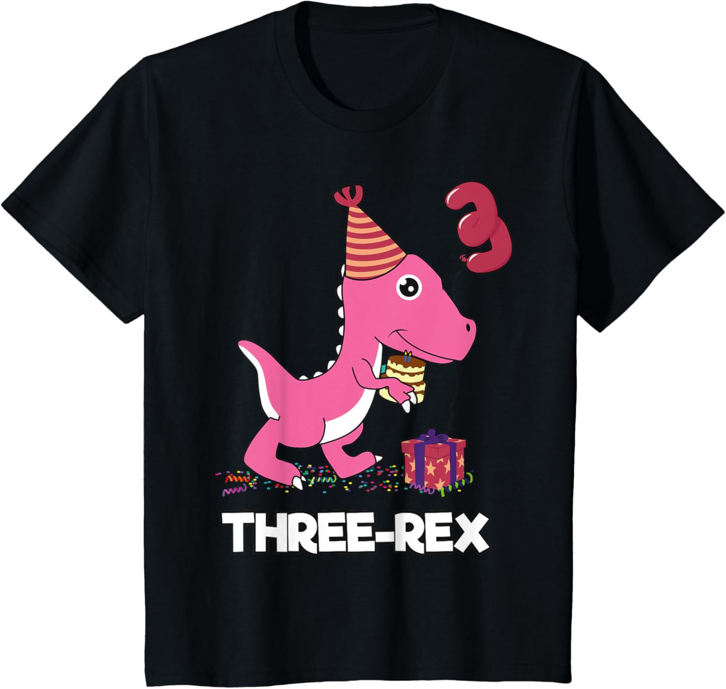 3 year old birthday gift Girls Shirt Dinosaur Three Rex Kids T-Shirt