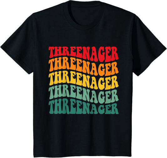 Kids Threenager Boy Retro Groovy Third Bday 3th Birthday T-Shirt