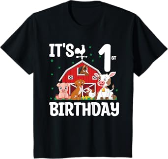 It's My 1st Birthday Farm Animal 1 Year Old Birthday Party T-Shirt