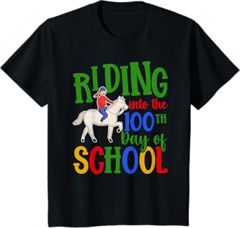 Girls 100 Days Of School Horse 100th Day Of School T-Shirt