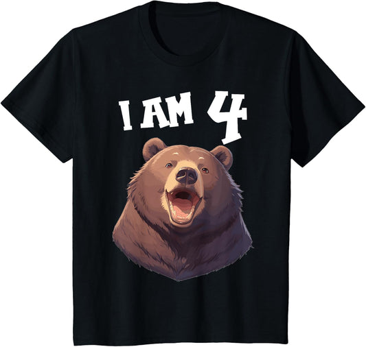 Kids 4 Years old 4 birthday Kodiak Bears Boy Girl Kodiak Bear T-Shirt