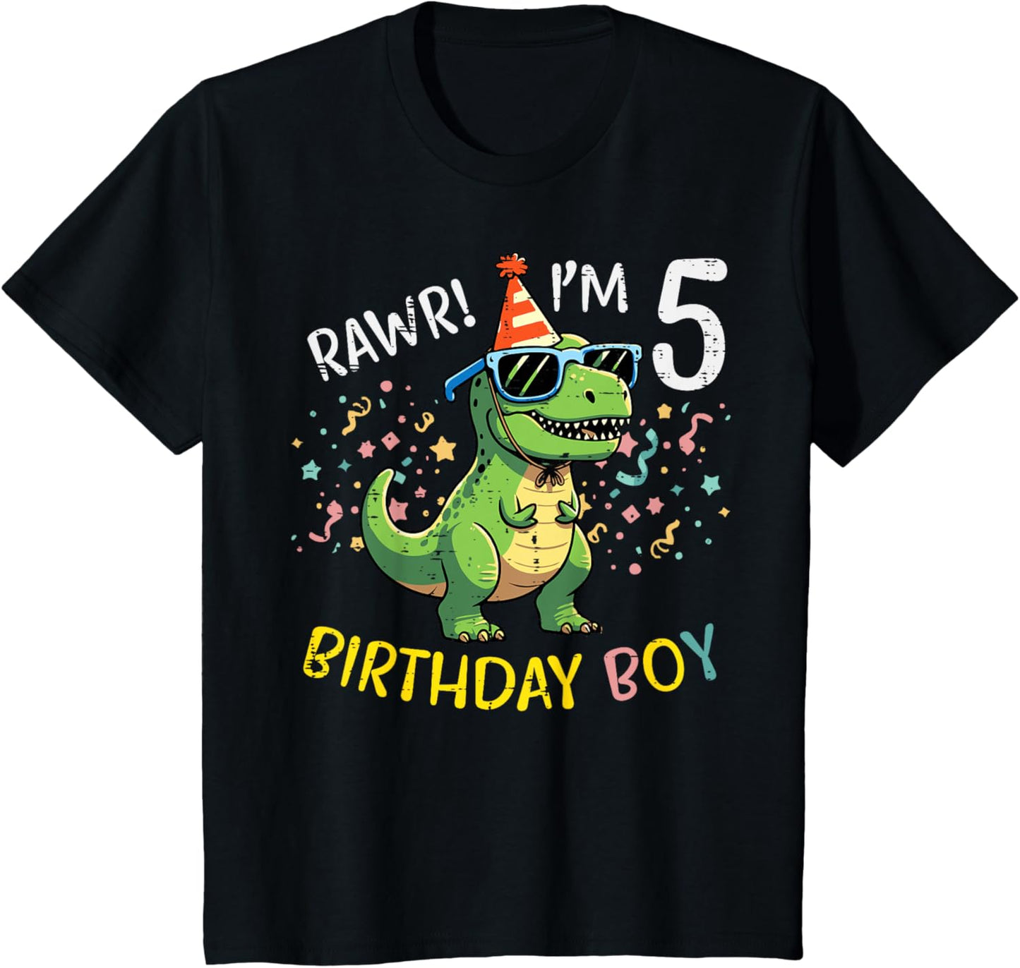 5th Birthday Trex Bday Boy Rawr Im 5 Years Old Boys Kids T-Shirt