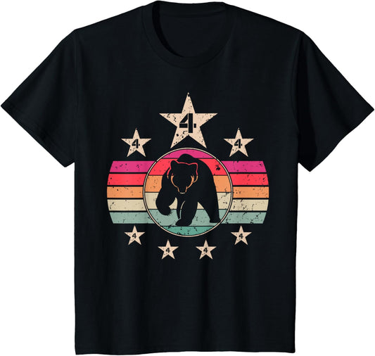 4 Year Old Bear Birthday 4 Boy Girl 4th Birthday Bear T-Shirt