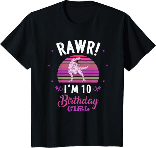 Rawr I'm 10 Dinosaur Birthday - 10th Birthday 10 Years Old T-Shirt