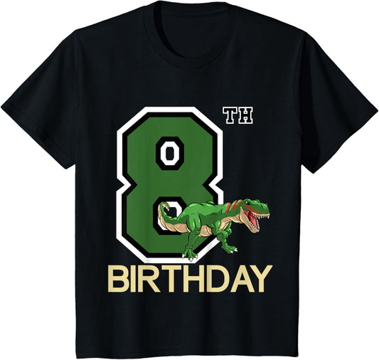 Kids Dino 8 Year Old Birthday Party Boys Dino 8th Birthday T-Shirt