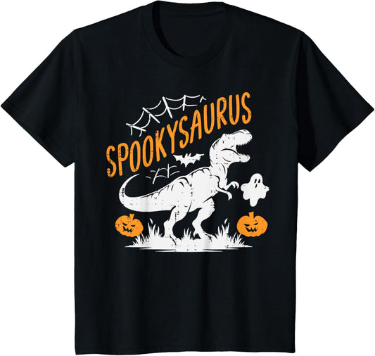 Kids Spookysaurus Dinosaur Dino Ghost Halloween Toddler Boys Kids T-Shirt