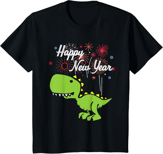 Happy New Year Cute T-Rex Party Pajama NYE Boys Girls Kids T-Shirt