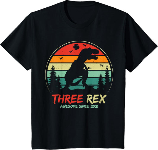 Three Rex Birthday Dinosaur for 3rd Birthday Decoration T-Shirt