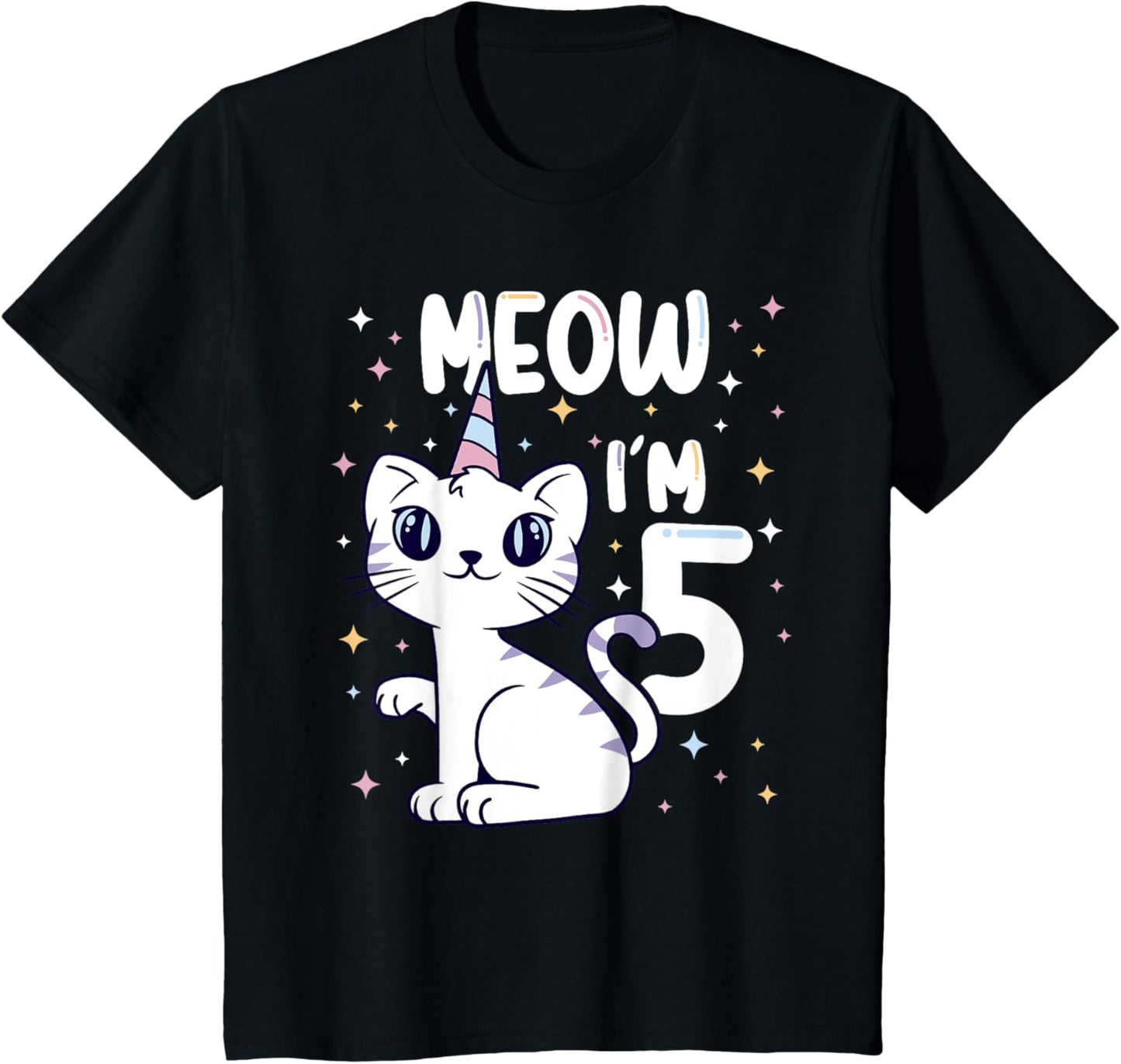 Kids Meow I'm 5 bday cat party cute 5th Birthday Kids Cat T-Shirt