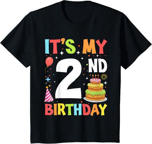 Kids 2nd Birthday Shirt Boy 2yr Two 2 Year Old Toddler Kids T-Shirt