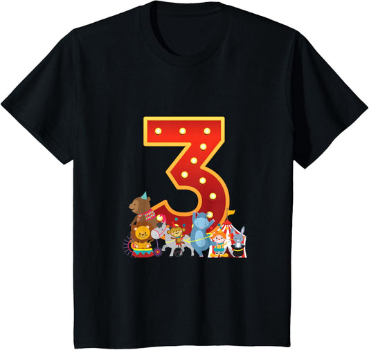 I'm 3 circus ring clown animals kids 3rd birthday party kids T-Shirt