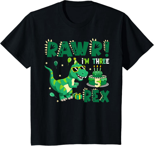 Kids Kids Rawr Im T Rex Dinosaur Birthday 5 Year Old Boy Girl T-Shirt