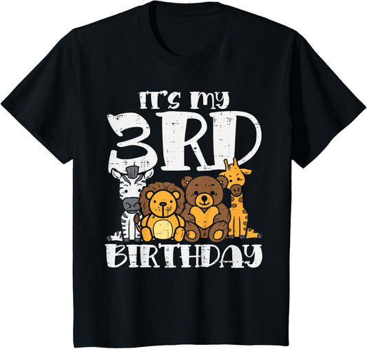 Its My 3rd Birthday Zoo Animals Safari Bday Party Boys Girls T-Shirt