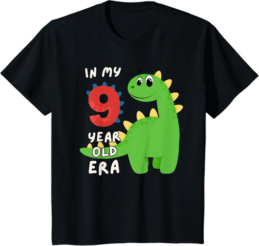 Dinosaur Cute In My 9 Year Old Era Fun Animal 9th Birthday T-Shirt