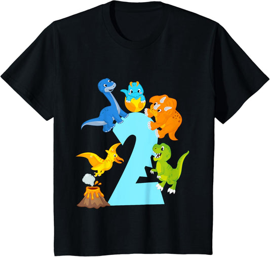 Kids 2nd birthday boy dino outfit - two years old T-Shirt