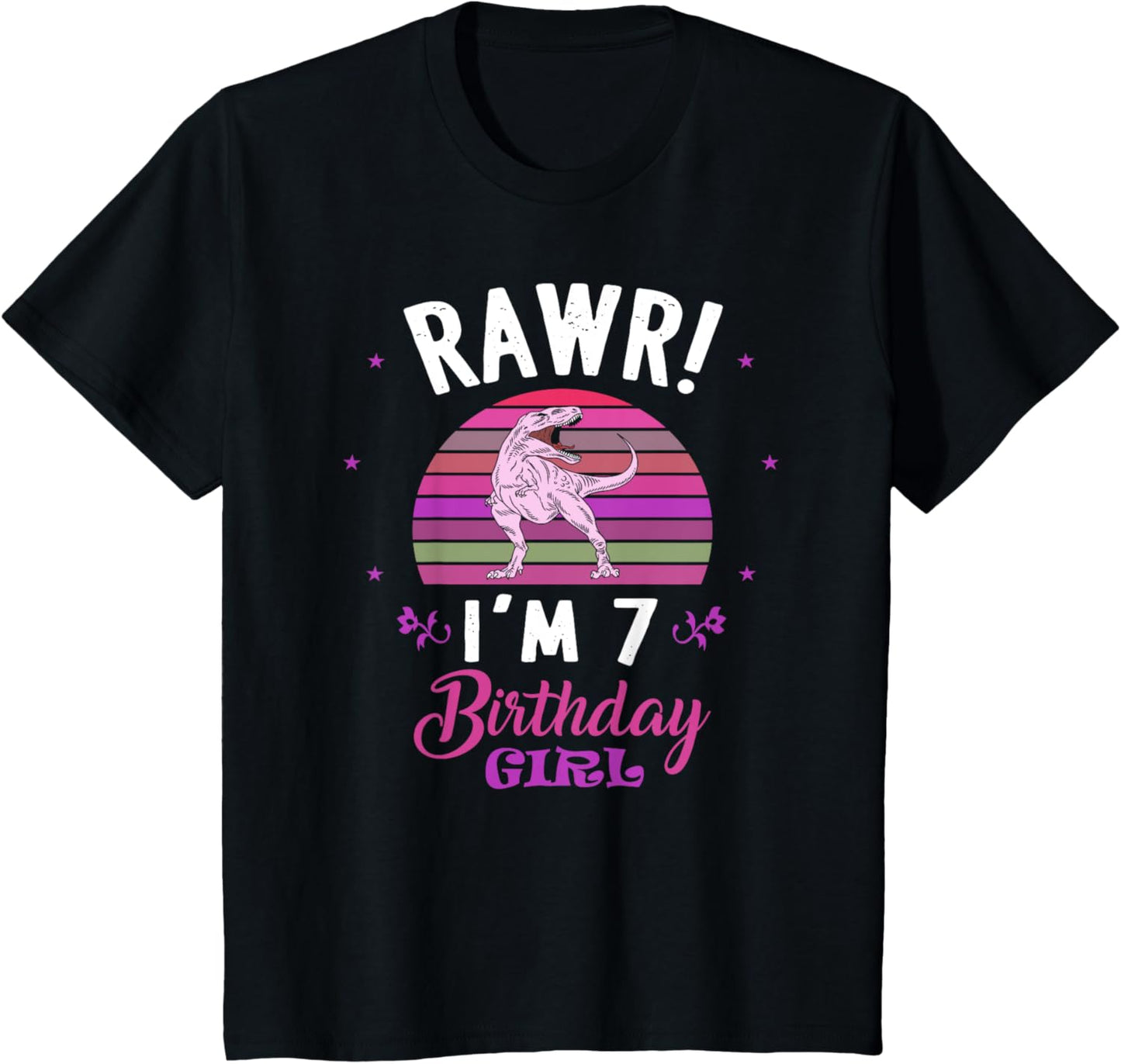 Rawr I'm 7 Dinosaur Birthday - 7th Birthday 7 Years Old Girl T-Shirt