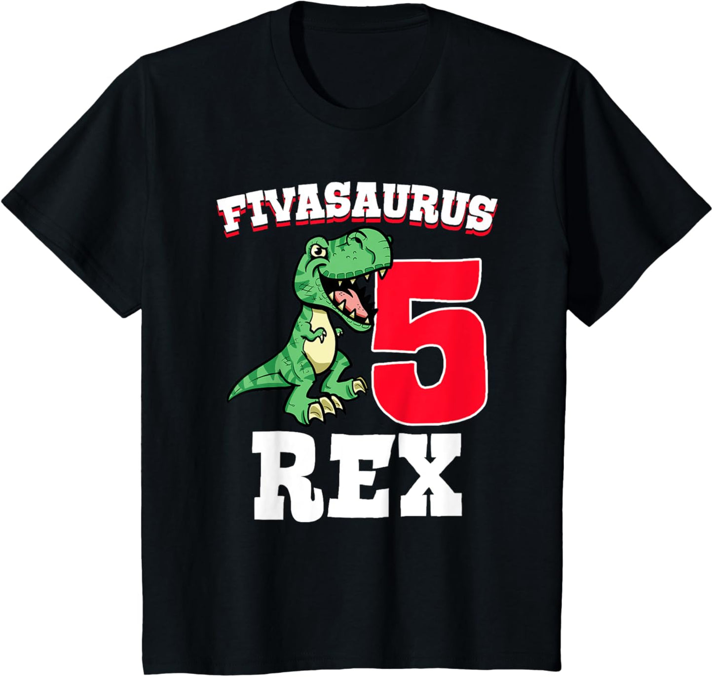 Fivasaurus Rex 5 Year Old Dino Birthday T-Shirt