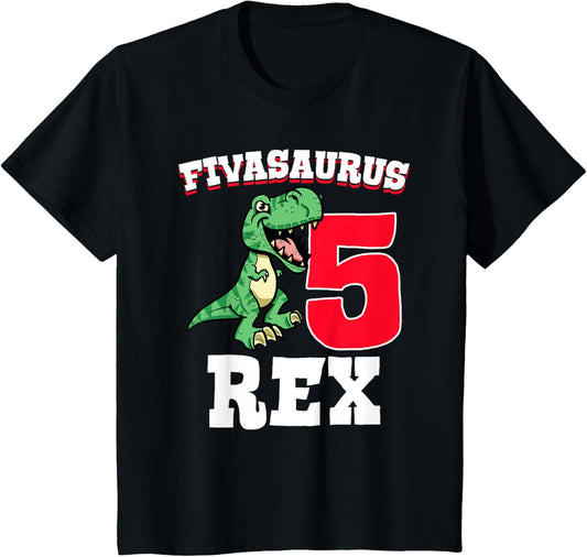 Fivasaurus Rex 5 Year Old Dino Birthday T-Shirt