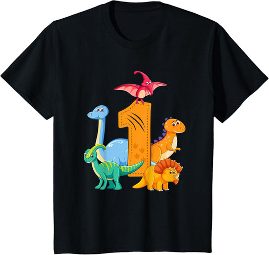 Kids 1. First Birthday Dinosaur Dino Saurus Anniversary T-Shirt