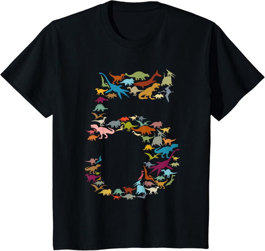 Kids Dinosaur 5th Birthday Boy 5 Years T-Rex Party Rawr I'm 5 T-Shirt