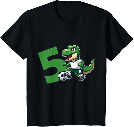 Dinosaur 5 Years Soccer 5th Birthday T-Shirt