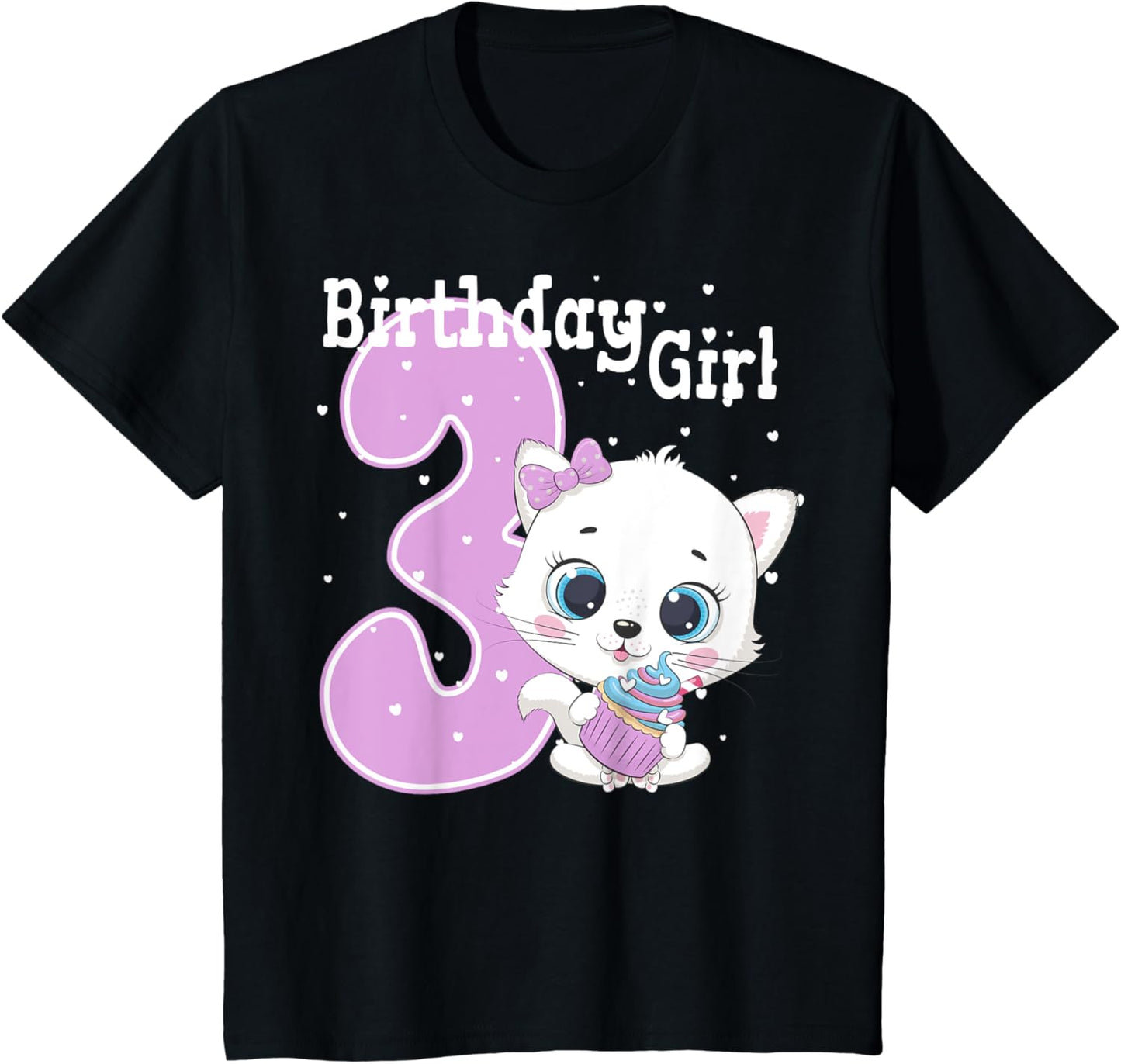Cat 3rd Birthday Shirt Girls Kitten Birthday Girl 3 Years T-Shirt
