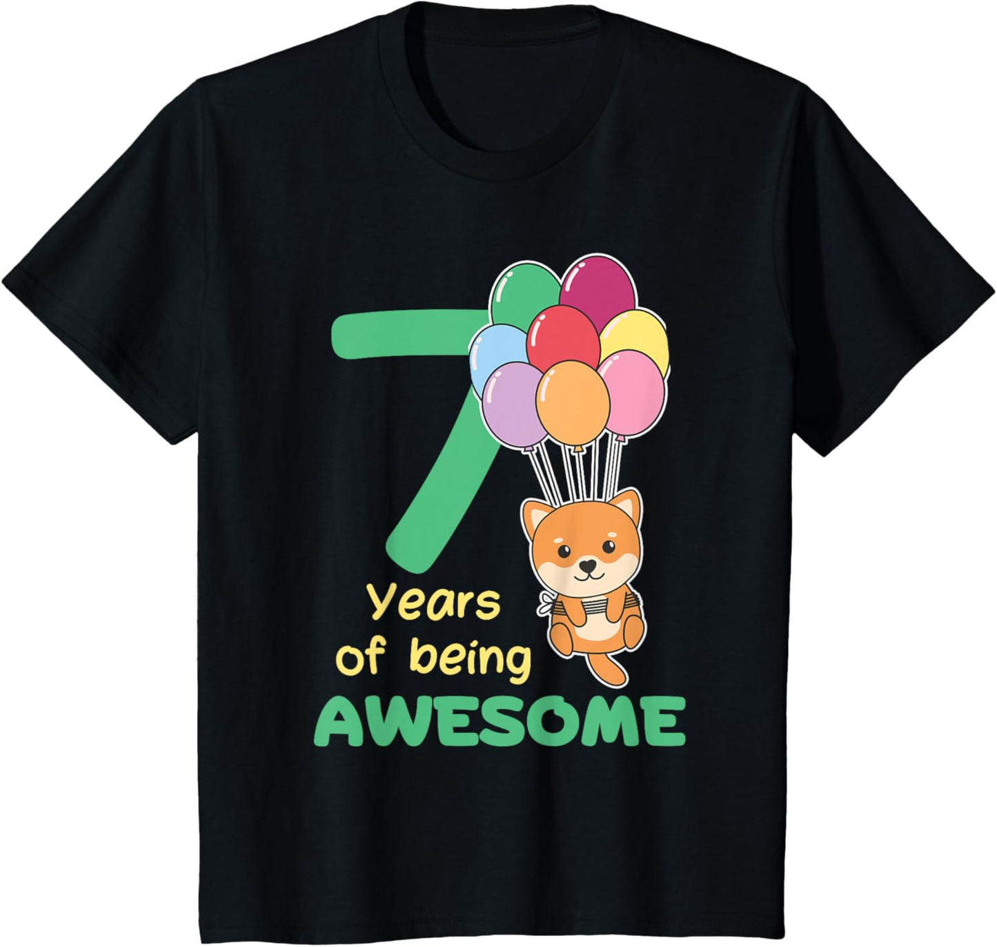 Kids Shiba Inu 7th Birthday Kids Seven Year Old Shiba Inu T-Shirt