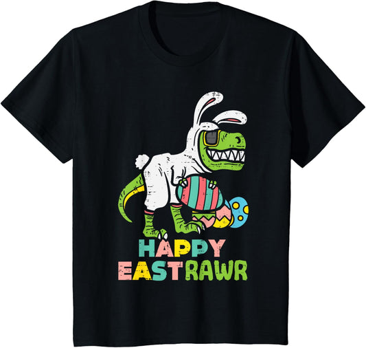 Happy Eastrawr Trex Easter Bunny Egg Funny Dinosaur Kids T-Shirt