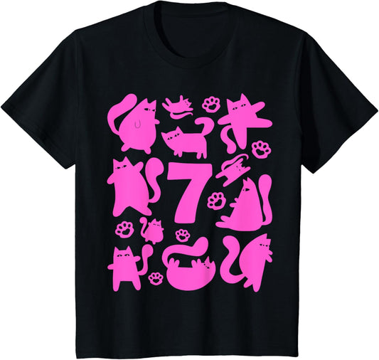 Kids CATS 7 YEARS GIRLS CAT 7TH BIRTHDAY T-Shirt