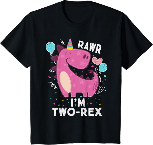 Rawr I'm Two-Rex 2nd Birthday Gifts 2 Year Old Dinosaur T-Shirt
