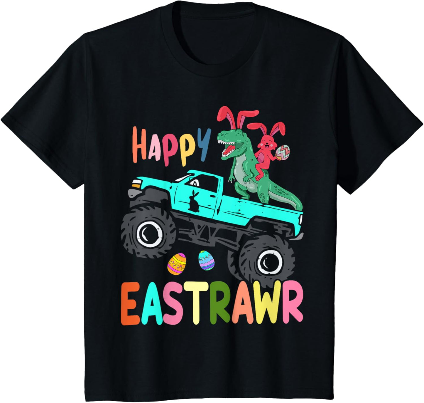 Kids Happy Eastrawr Funny Easter Trex Monster Truck Toddler Boys T-Shirt
