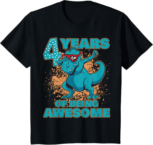 Kids Dinosaur Birthday Shirt 4 Year Old Boy | Birthday Boy Shirt T-Shirt