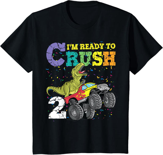2 Year Old 2nd Birthday Dinosaur Shirt Boy Girl T-Shirt