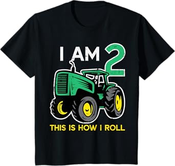 Kids 2nd Birthday Tractor I Am 2 Years Old Farm Truck Boys Kids T-Shirt