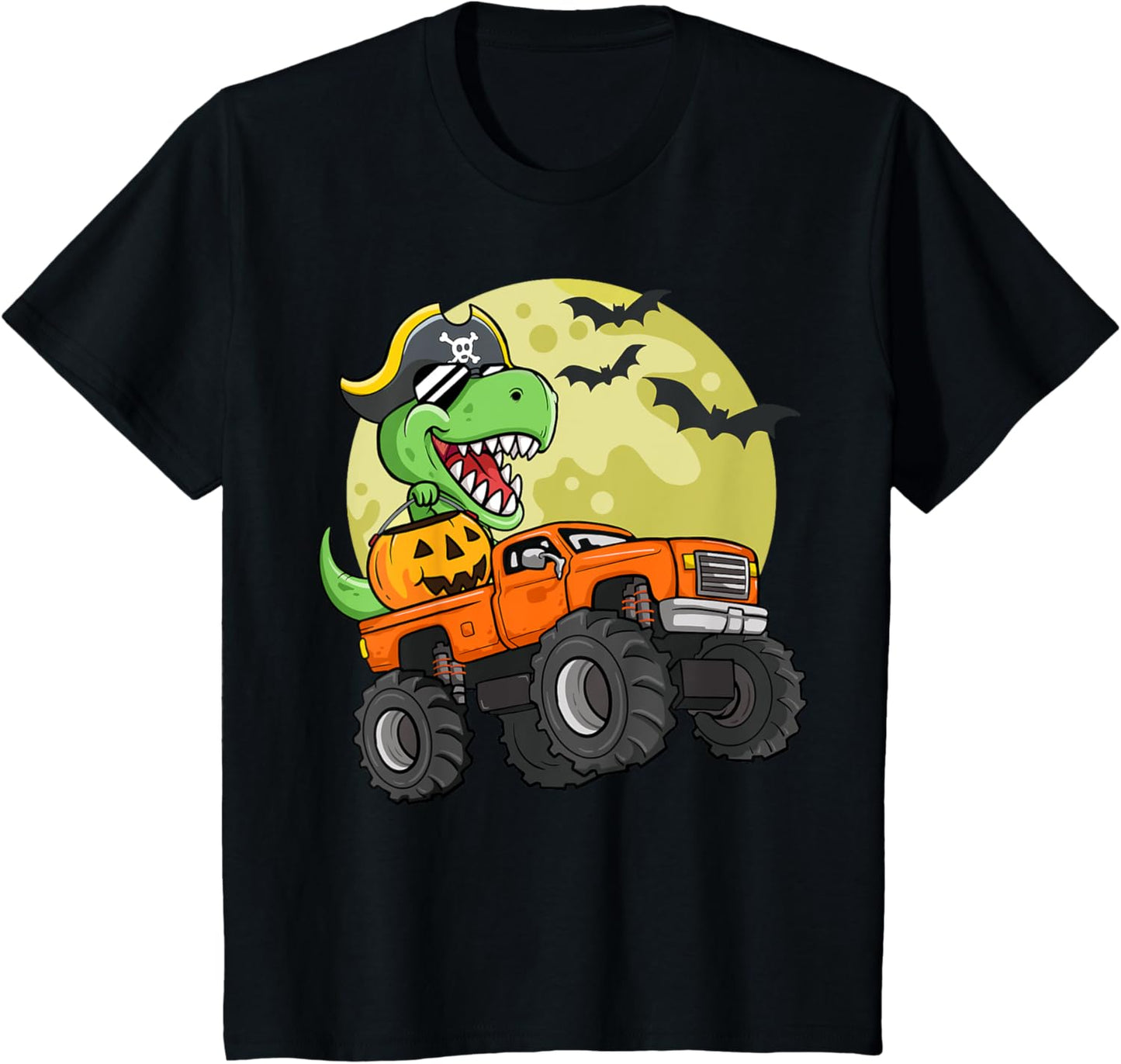 Kids Boys Halloween Monster Truck T-Rex Pirate Dinosaur Toddler T-Shirt