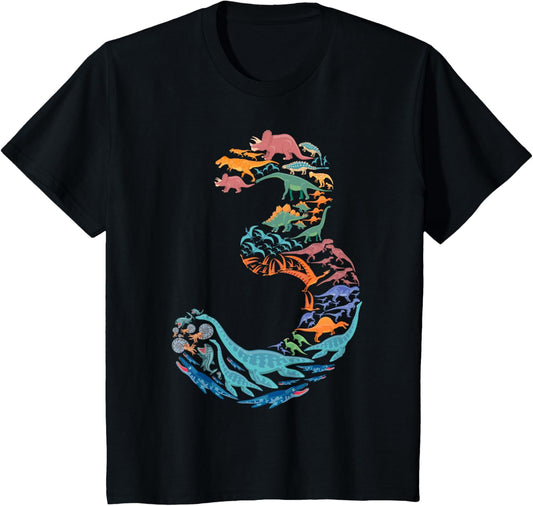 Kids Dinosaur 3rd Birthday Boy 3 Years T-Rex Party Rawr I'm 3 T-Shirt