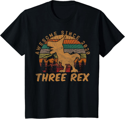 Three Rex 3rd Birthday Gifts Third Dinosaur 3 Year Old T-Shirt