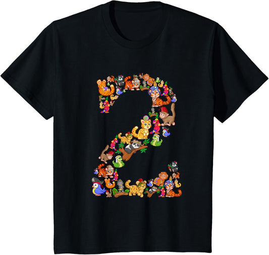 2 Year Old Zoo Animals Birthday Second 2nd Birthday Boy Girl T-Shirt
