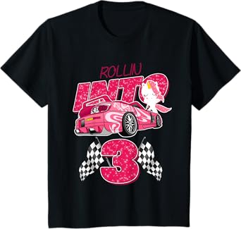 Racing Car 3rd Birthday Shirt Girls Racer Outfit T-Shirt