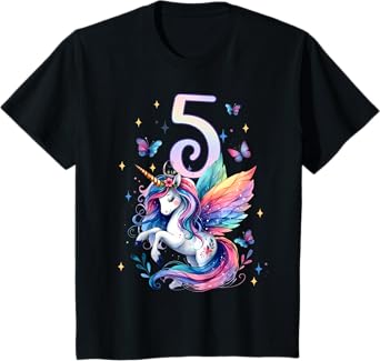Kids 5th Birthday Unicorn 5 Years Old Five Finally 5 Birthday T-Shirt