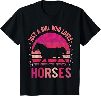 Just a Girl Who Loves Horses Vintage Retro Gift T-Shirt
