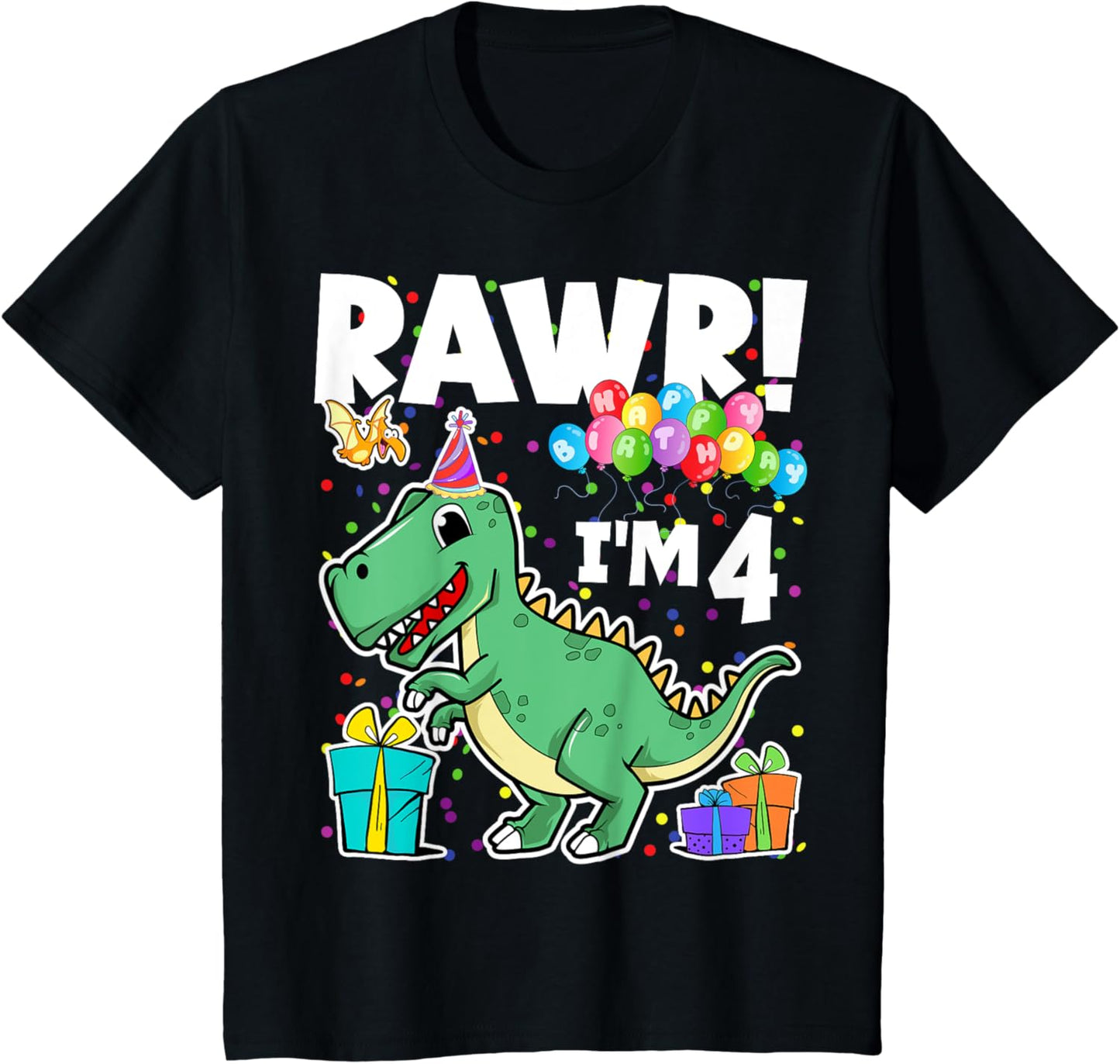 Rawr I'm 4 Dinosaur Fourth 4th Birthday Four Year Old T-Shirt
