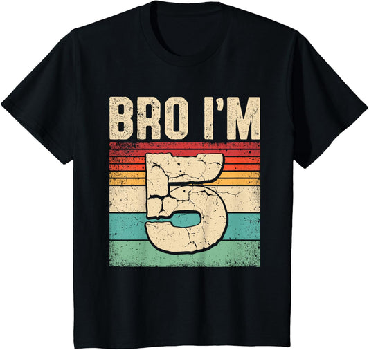 Kids 5th Birthday Shirt Boy Bro I'm 5 Year Old Five Bday T-Shirt