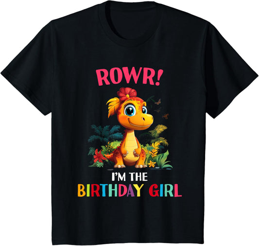 Kids Birthday Girl Saurus Dinosaur Dino Matching Family T Rex T-Shirt