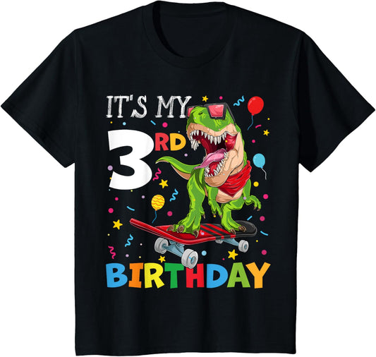 Kids 3rd Birthday Boy Outfit Dinosaur 3 Year Old Birthday T-Shirt