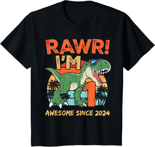 Rawr I'm One Rex 1st Birthday First Dinosaur 1 Year Old T-Shirt
