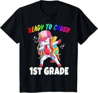 1st Grade Unicorn First Day of School Gift Girls Rainbow T-Shirt
