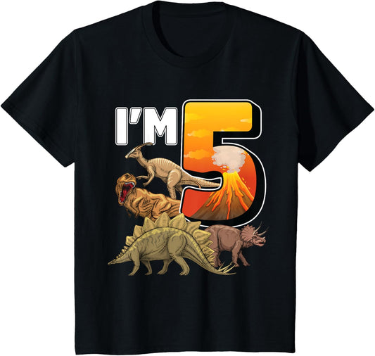 5 Year Old dinosaurs birthday 5th Party paleontologist Boys T-Shirt